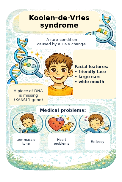 Illustration with overview of Koolen-de Vries syndrome