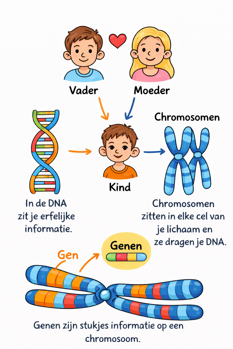 Illustratie van erfelijke informatie en chromosomen